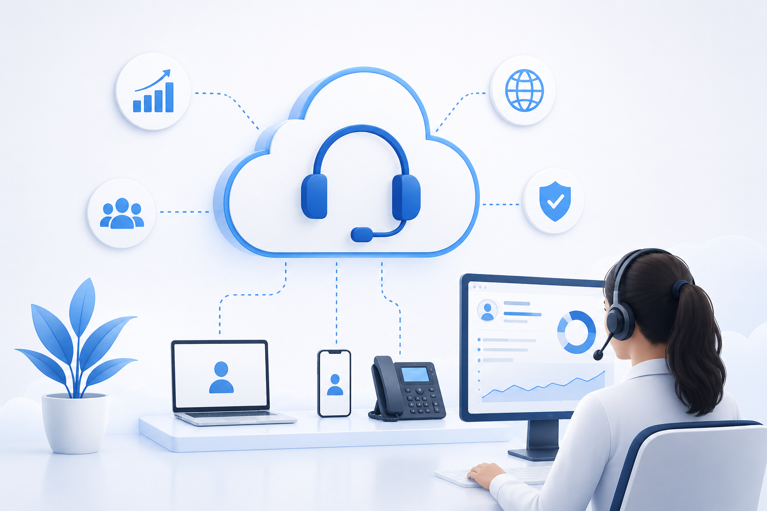Cloud calling dashboard for a modern contact center team